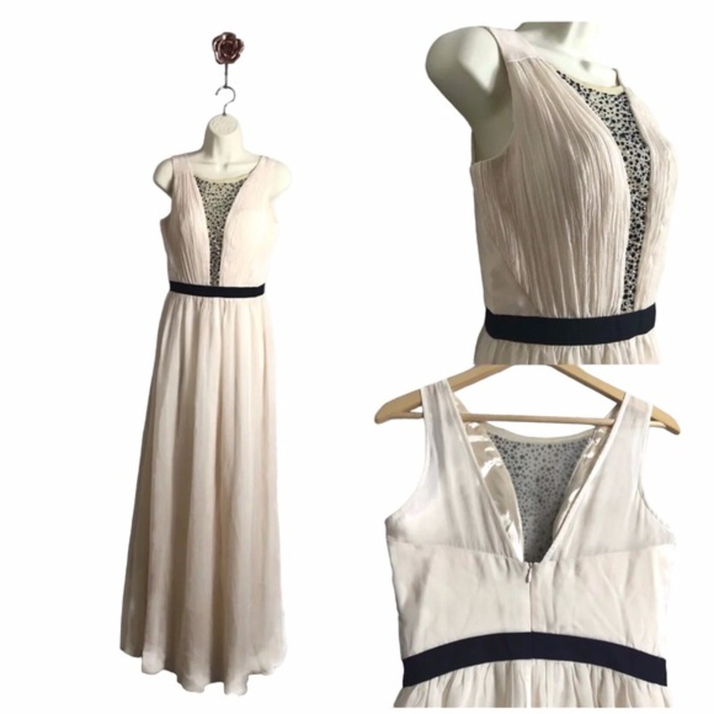 Chi Chi London Size 4 Cream Sequin Maxi Dress Party Formal Wedding Ethereal